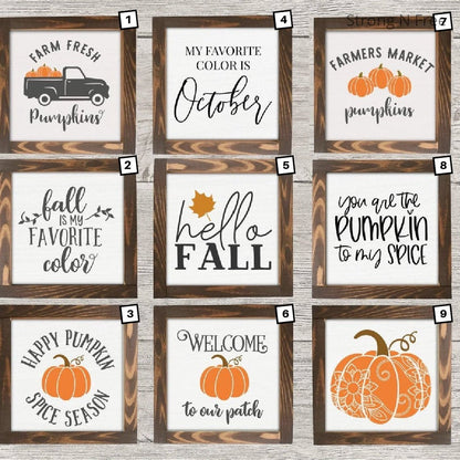 Fall Mini Sign Collection 6"x6" Farmhouse Style Tiered Tray Sign. Tiered Tray Decor, Coffee Bar Sign, Thanksgiving Decor, Framed Mini Sign