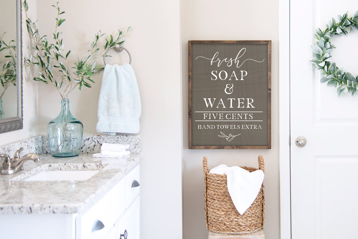 Farmhouse Bathroom Decor, Fresh Soap and Water, Bathroom Sign, Farmhouse Home Decor, Wall Hanging, Farmhouse Wall Decor, Wood Sign