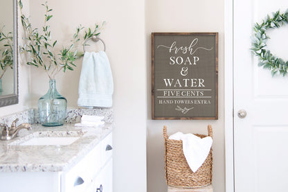 Farmhouse Bathroom Decor, Fresh Soap and Water, Bathroom Sign, Farmhouse Home Decor, Wall Hanging, Farmhouse Wall Decor, Wood Sign