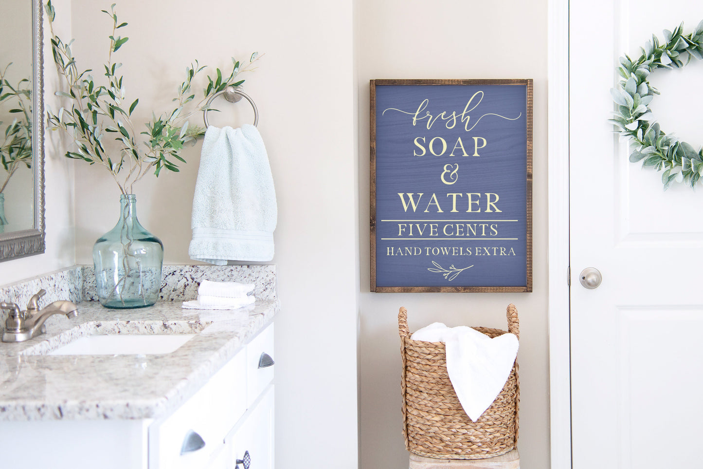 Farmhouse Bathroom Decor, Fresh Soap and Water, Bathroom Sign, Farmhouse Home Decor, Wall Hanging, Farmhouse Wall Decor, Wood Sign
