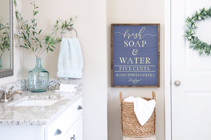 Farmhouse Bathroom Decor, Fresh Soap and Water, Bathroom Sign, Farmhouse Home Decor, Wall Hanging, Farmhouse Wall Decor, Wood Sign