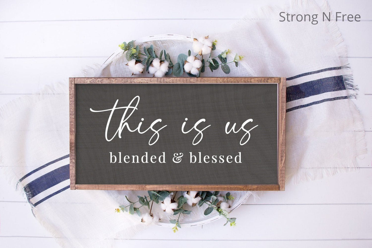 Wooden Sign - This is us blended and blessed, rustic farmhouse sign , country wood signs, home decor, gift for her