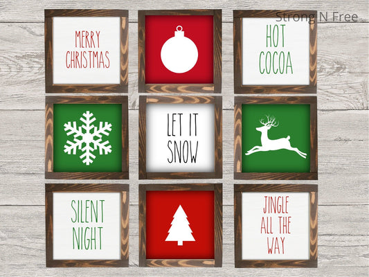 Christmas Mini Signs | Christmas Tiered Tray Decor | Christmas Decor