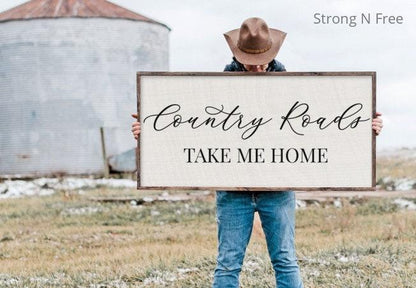 Country Roads Take Me Home | Rustic sign | Country Sign | Western Sign | Cowboy Cowgirl | Man Cave | Living Room Decor | Farmhouse Sign