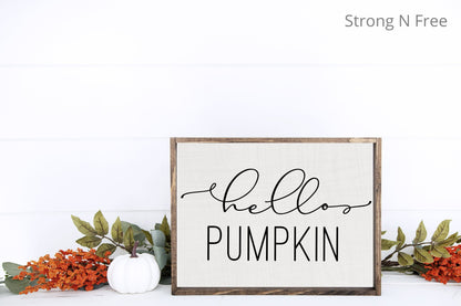 Large Hello Pumpkin Wood Sign, Wooden Hanging, Farmhouse Fall Decor, Small Fall Sign, Thanksgiving and Autumn Farm Style Decor, Pumpkins
