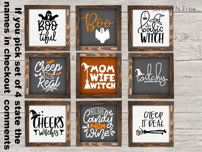 Set Of 4 Fall Sign Mini Collection Farmhouse Style Tiered Tray Sign Tiered Tray Decor, Coffee Bar Sign, Thanksgiving Decor, Framed Mini Sign