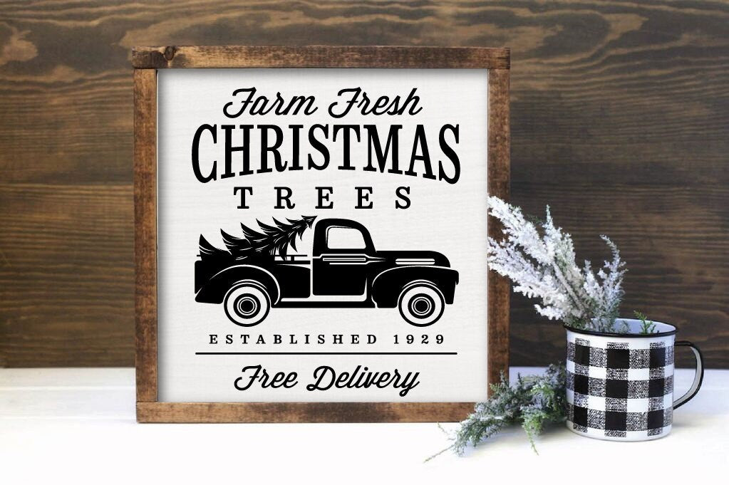 Farm Fresh Christmas Trees Sign, Christmas Tree Farm Sign, Christmas Decor, Christmas Farmhouse Sign, Christmas Wall Decor, Rustic Christmas