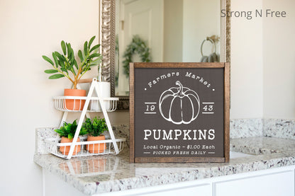 Pumpkin Wood Sign, Wooden Hanging, Farmhouse Fall Decor, Small Fall Sign, Thanksgiving and Autumn Farm Style Decor, Pumpkins