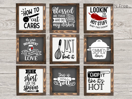 Kitchen signs, farmhouse sign, block sign, shelf sitter, tier tray sign, mini kitchen sign, shelf decor, dishes sign, gift