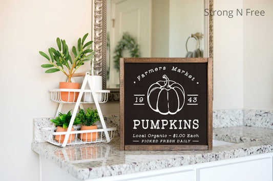 Pumpkin Wood Sign, Wooden Hanging, Farmhouse Fall Decor, Small Fall Sign, Thanksgiving and Autumn Farm Style Decor, Pumpkins