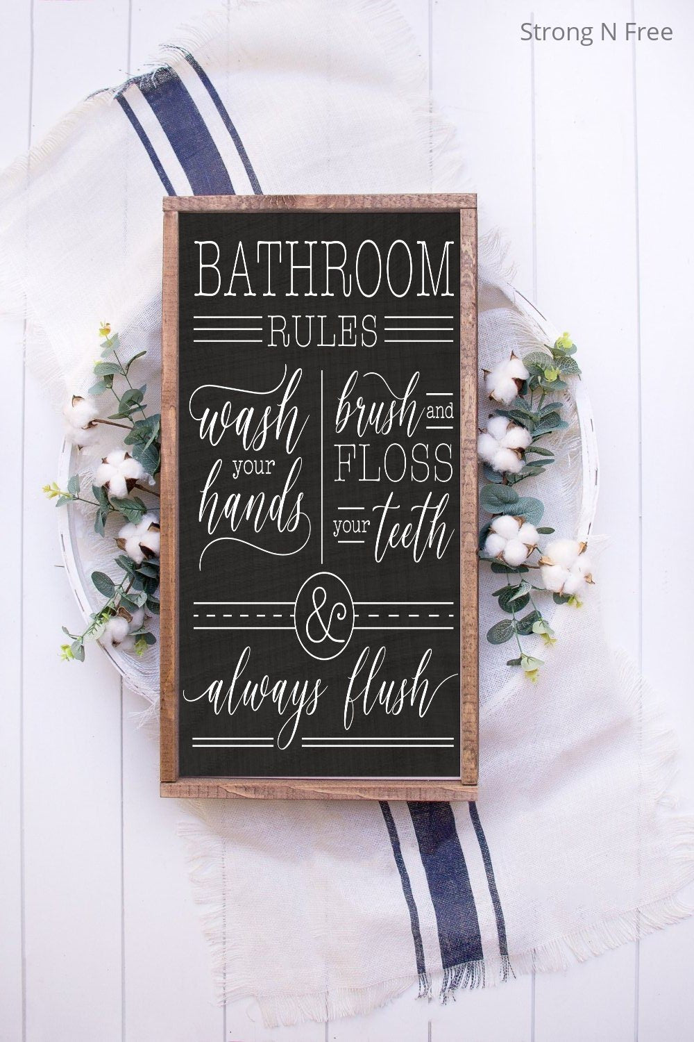 Bathroom Rules | Wash your Hands | Brush your Teeth | Always Flush | Bathroom Decor