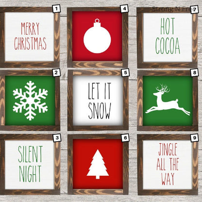 Christmas Mini Signs | Christmas Tiered Tray Decor | Christmas Decor