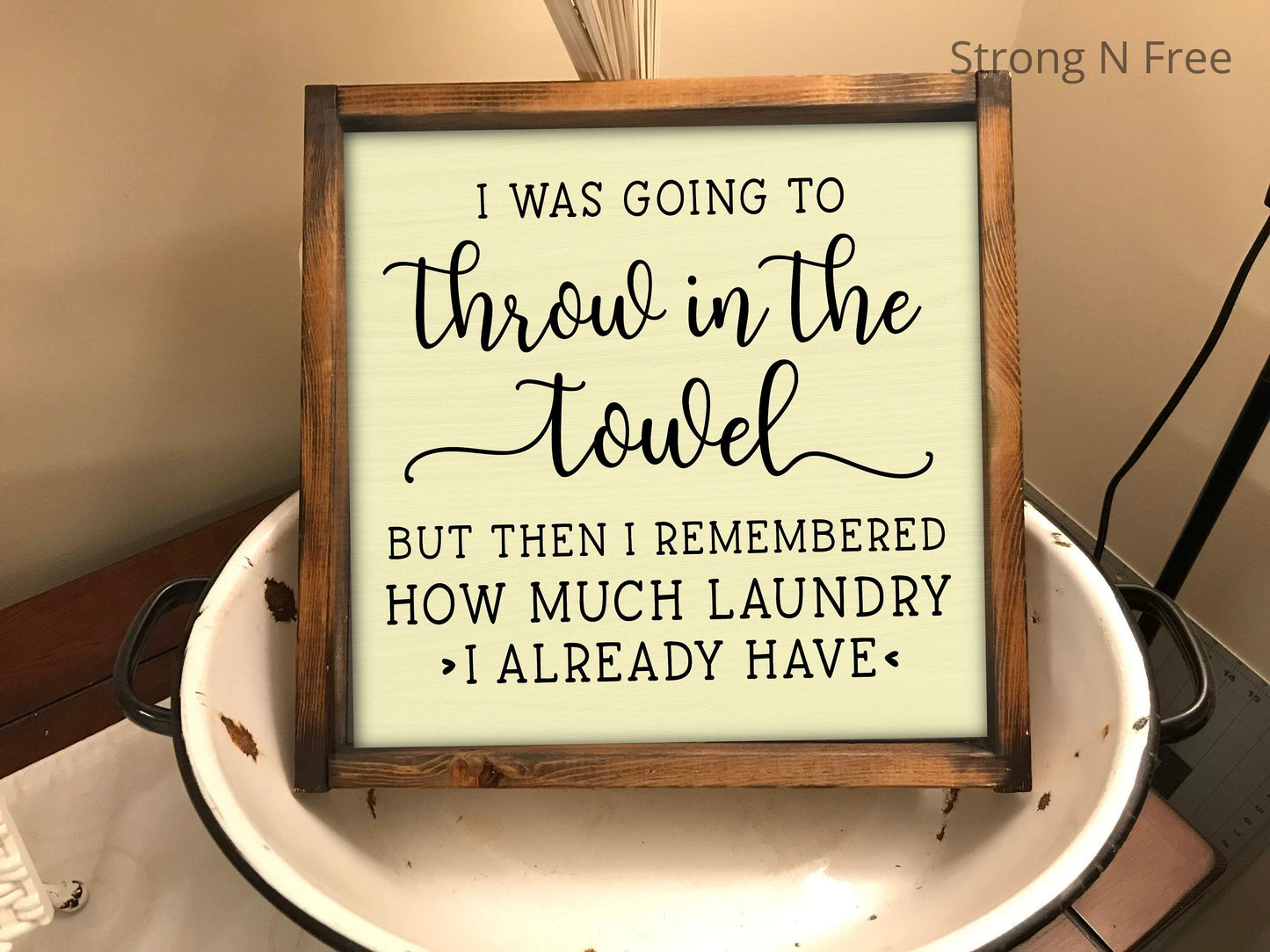 Throw in the Towel | Laundry Sign | Laundry Room Decor | Funny Sign
