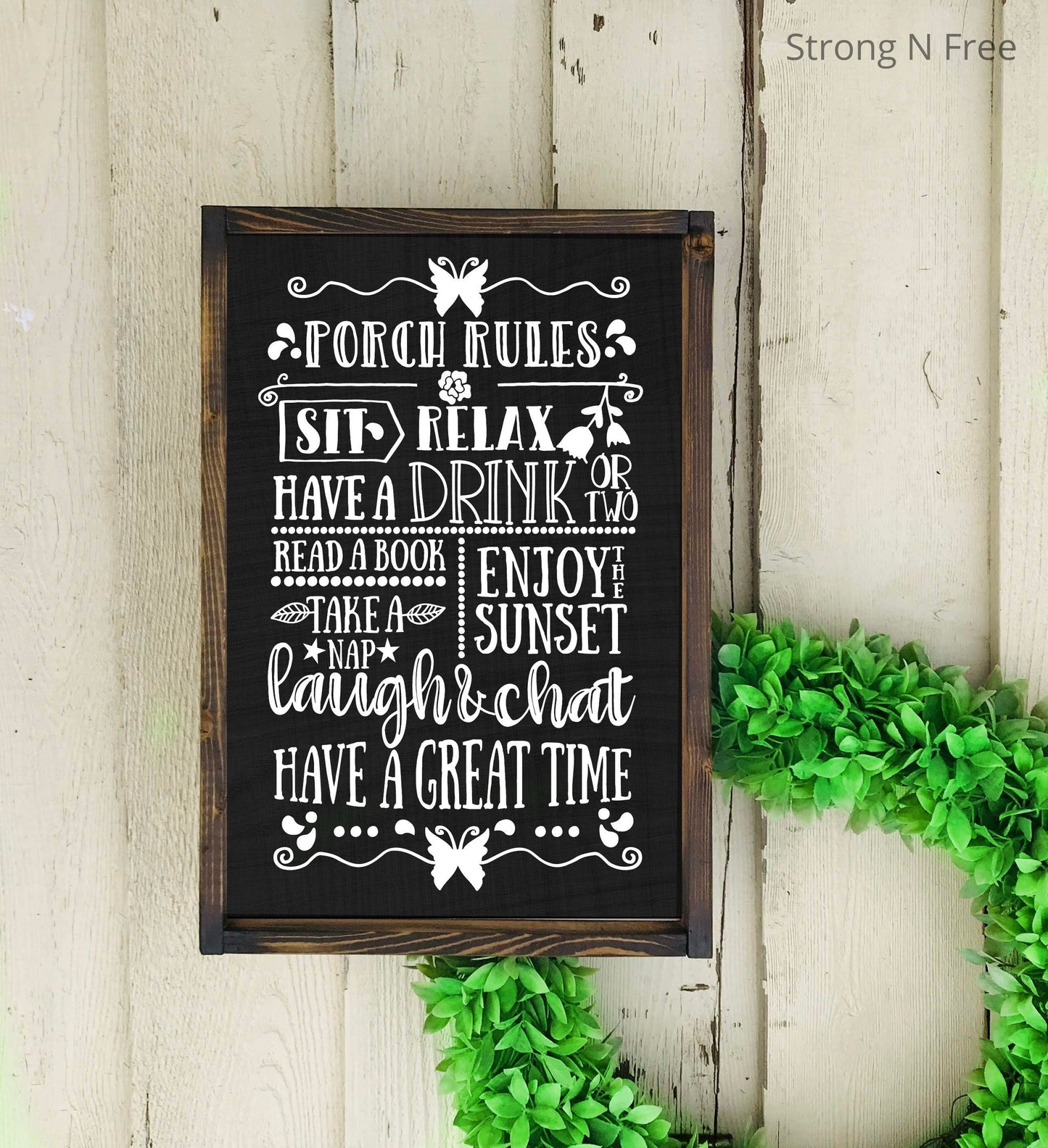 Porch Rules | Porch Sign | Outdoor Sign | Sit, Gather & Relax | Farmhouse Sign