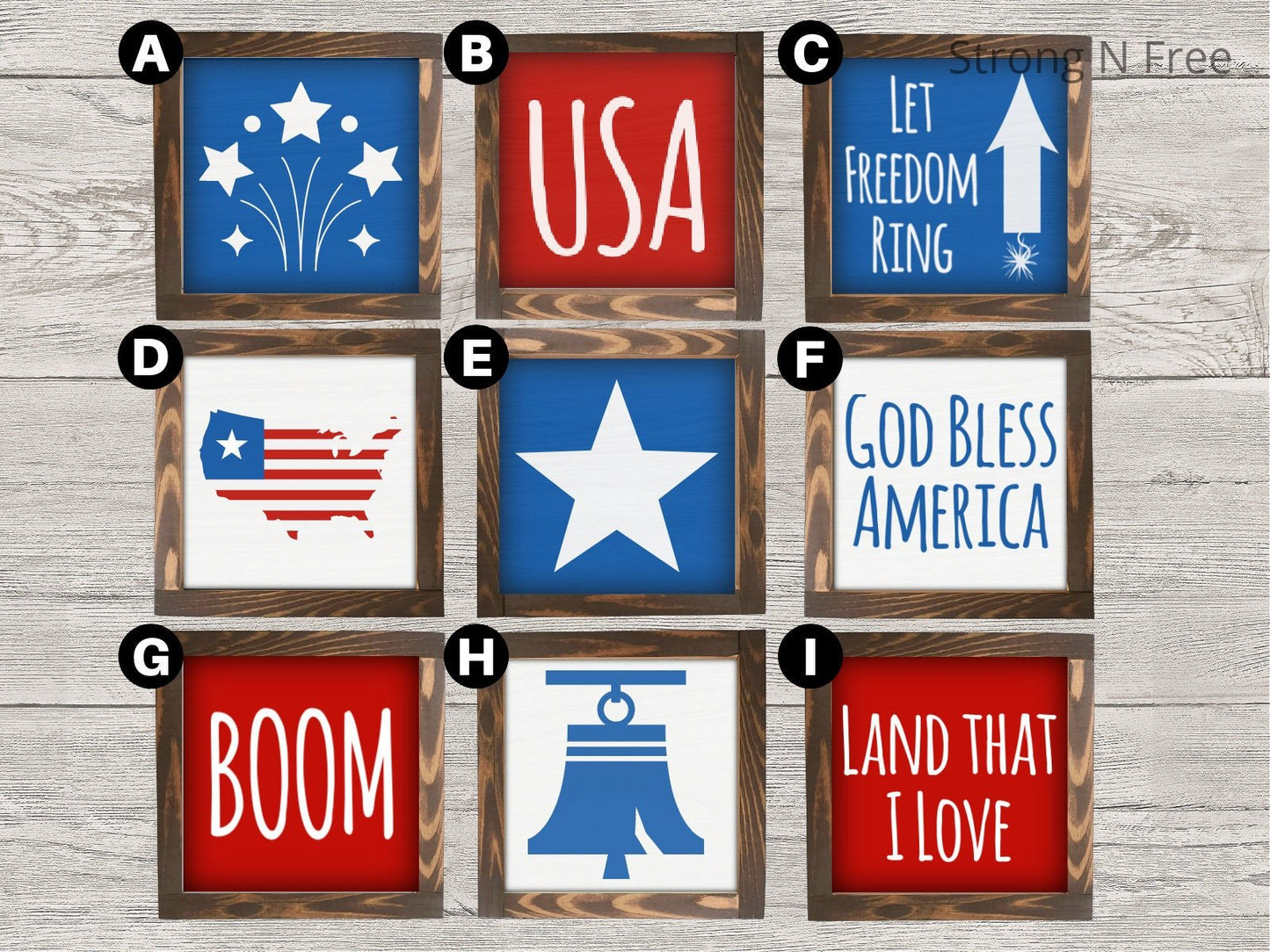 Fourth of July Decor, Mini patriotic signs, Tiered tray patriotic signs and decor, Independence Day signs, Memorial Day Decor