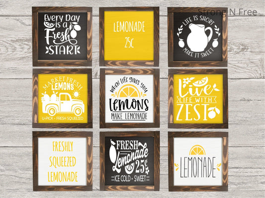 Lemonade Signs | Tiered Tray Decor | Freshly Squeezed | Lemon Zest | Market Fresh Lemonade