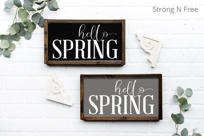 Hello Spring Sign | Spring Wood Framed Sign | Farmhouse Spring Decor | Rustic Wall Art | Signs for Spring
