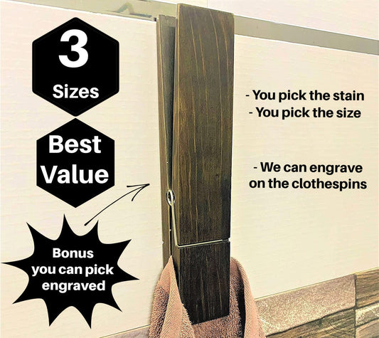 Jumbo clothespin 12" Bathroom Towel Holder, clothespin, farmhouse bathroom decor, laundry room decor, nursery decor, towel hook 9" 6"