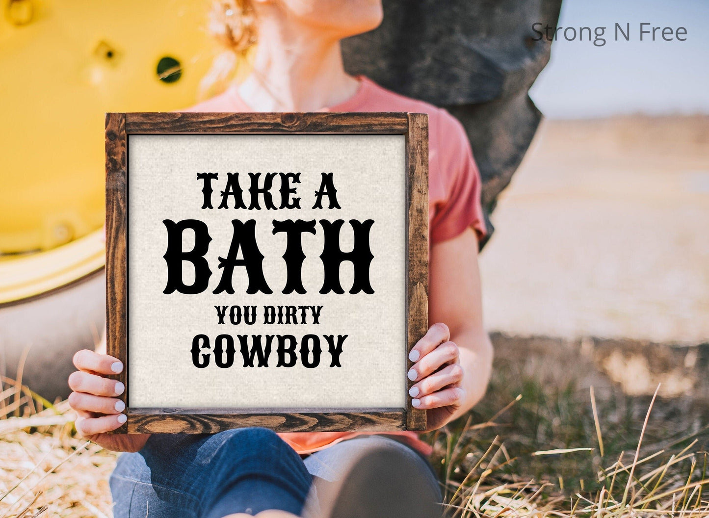 Take A Bath You Dirty Cowboy Sign | Boho Decor | Country Farmhouse | Bathroom Sign | Western Decor | Funny Quote | Rustic | Bath Cowboy