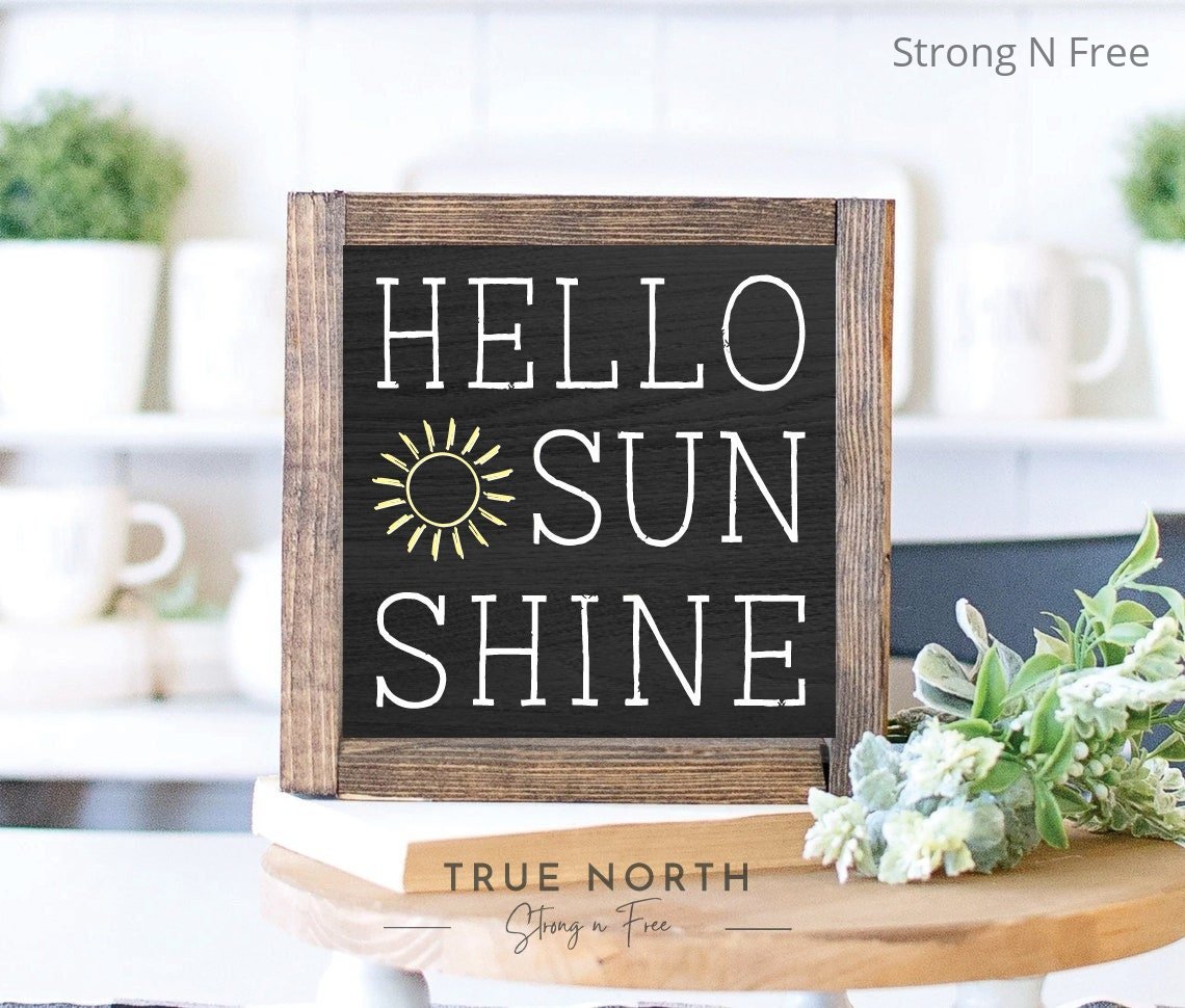 Hello sunshine - small summer sign - sign for tiered tray - farmhouse style sign