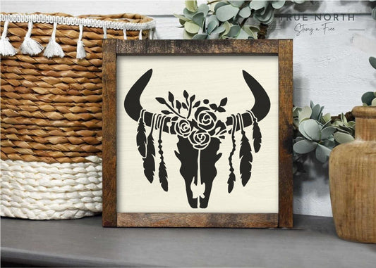 Cow Skull Sign, Farmhouse Decor, Boho Home Decor, Wooden Wall Signs, Farmhouse Signs,  Signs, Farmhouse Wall Art