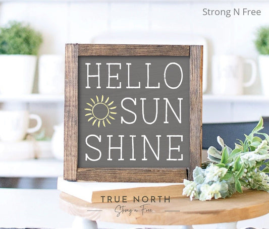 Hello sunshine - small summer sign - sign for tiered tray - farmhouse style sign
