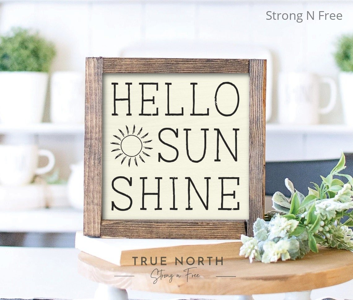 Hello sunshine - small summer sign - sign for tiered tray - farmhouse style sign
