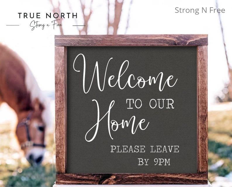 Welcome to our home sign | door hanger | farmhouse decor | front porch sign | house warming gift