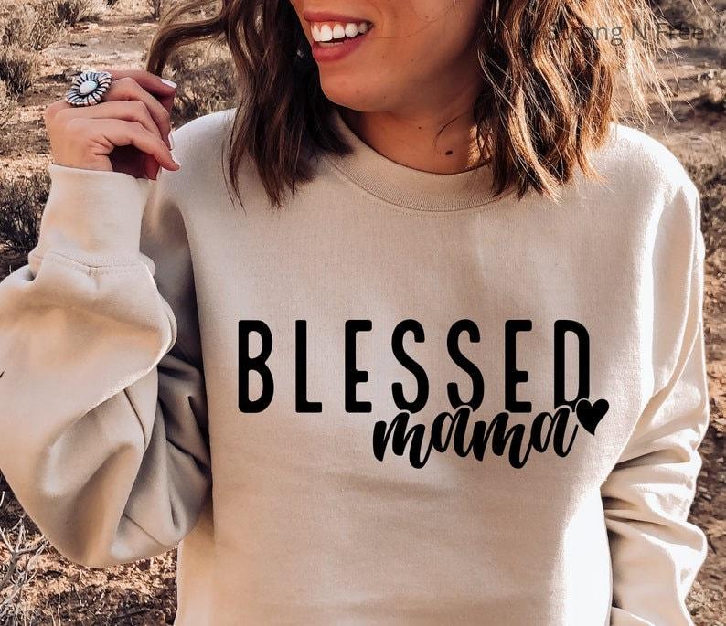 Blessed Mama Shirt, Mom Life Shirt, Mother T-Shirt, Cute Mom Shirt, Cute Mom Gift, Mothers Day Gift, New Mom Gift .