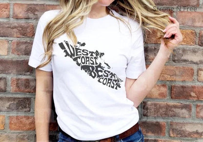 West Coast T shirt, Unisex West Coast Tshirt, Plus Size West Coast Tshirt, West Coast Gift .