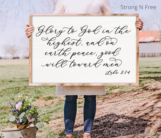 Wood Framed Sign - Glory To God , rustic home decor, gallery wall, housewarming gift, framed decor, farmhouse style, wall decor