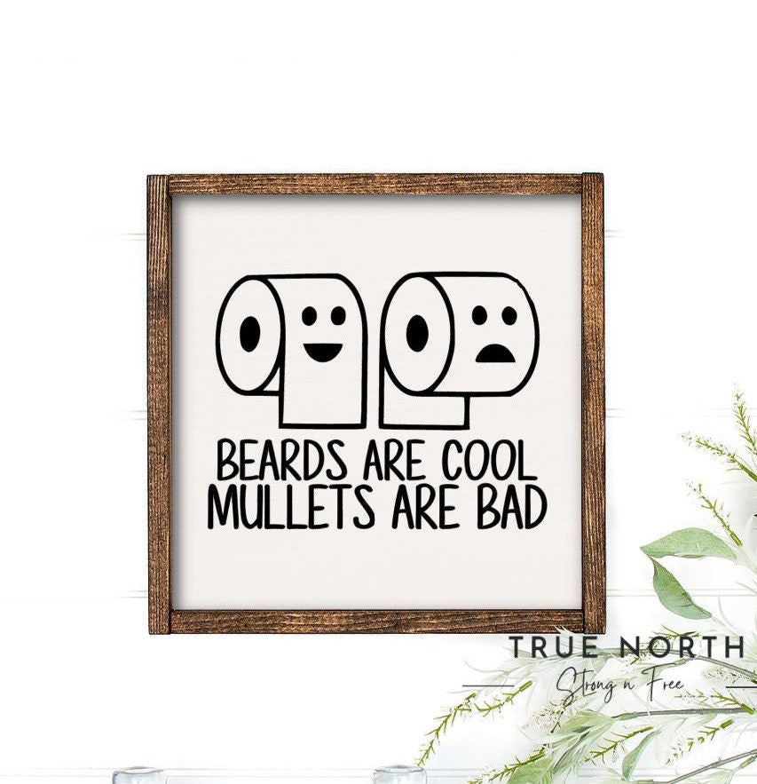 Beards and Mullets | Wooden Home Decor | House Warming Gift | Wall Art | Wooden Sign | Boho and Farm House Decor | Gift For Her