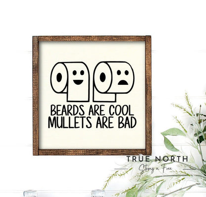 Beards and Mullets | Wooden Home Decor | House Warming Gift | Wall Art | Wooden Sign | Boho and Farm House Decor | Gift For Her