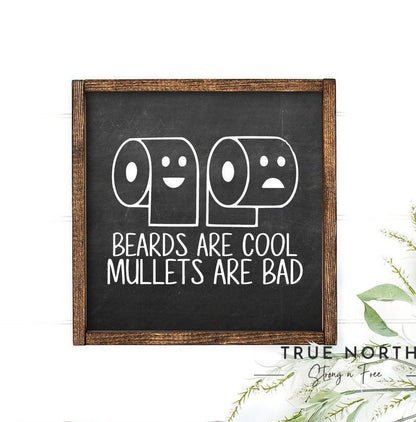 Beards and Mullets | Wooden Home Decor | House Warming Gift | Wall Art | Wooden Sign | Boho and Farm House Decor | Gift For Her