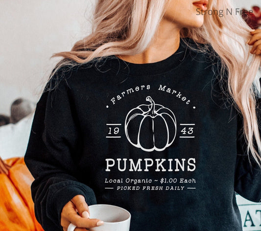 Fall Sweatshirt for Woman, Retro Thanksgiving sweatshirt  Pumpkin Sweatshirt Cute Women's Fall Sweatshirt  Farmer  Market Pumpkin sweatshirt .