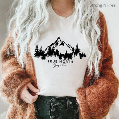 Mountain Shirt, Mountain Silhouette Shirt, Camp Outdoors Nature Campers T-Shirt Tent Forest Camper Nature Lovers Gift Shirt for Men - Women .