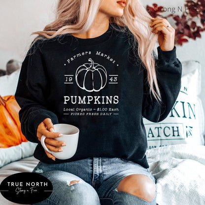 Fall Sweatshirt for Woman, Retro Thanksgiving sweatshirt  Pumpkin Sweatshirt Cute Women's Fall Sweatshirt  Farmer  Market Pumpkin sweatshirt .