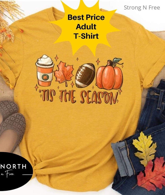 DTF Transfer Tis The Season , Fall Pumpkin , Football  For Women, Women Fall Tees, Fall Season , Cute Pumpkin , Autumn