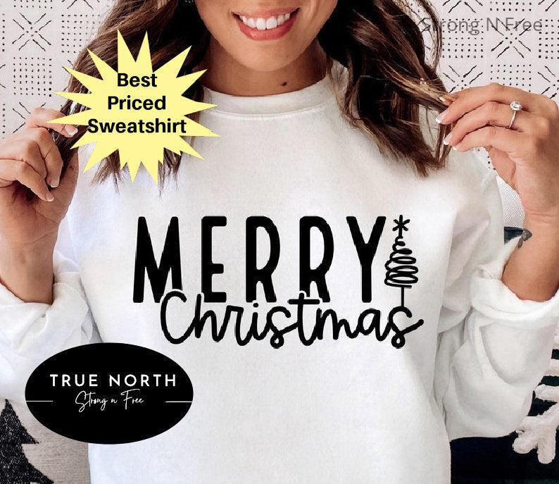 DTF Transfer Merry Merry Christmas Sweat - Christmas  - Merry Christmas Sweat Unisex Sweat for Women Christmas Sweat