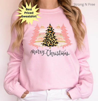 Christmas Women Shirt, Leopard Print Christmas Shirt, Merry Christmas Shirt, Cute Christmas Shirt, Women Holiday Shirt, Christmas Tees