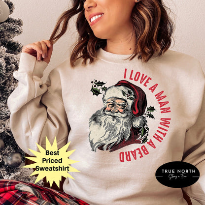 Funny Santa Beard Sweatshirt, cute Christmas shirt for women, Christmas crewneck, graphic christmas tee, Santa shirt for women, xmas sweater .