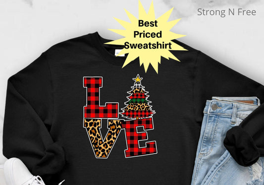DTF Transfer Christmas  for Women, Merry and Bright , Christmas Sweater, Christmas Tree , Crewneck, Holiday