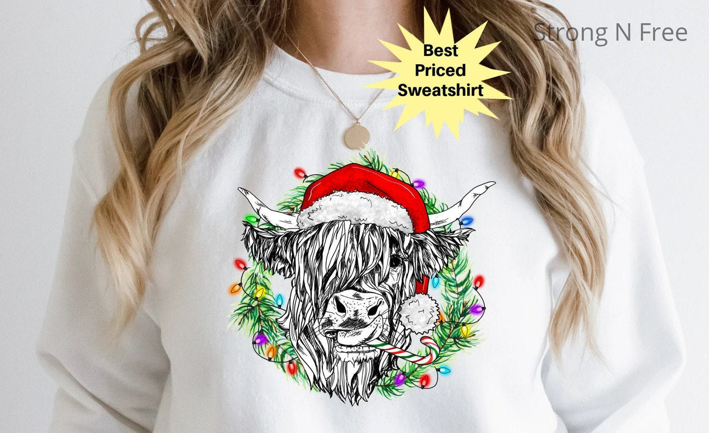 Highland Cow Christmas Shirt, Cute Christmas Shirt, Cow Christmas Sweater, Cow Lover, Cow Holiday Crewneck, Heifer Sweatshirt, Xmas Party .