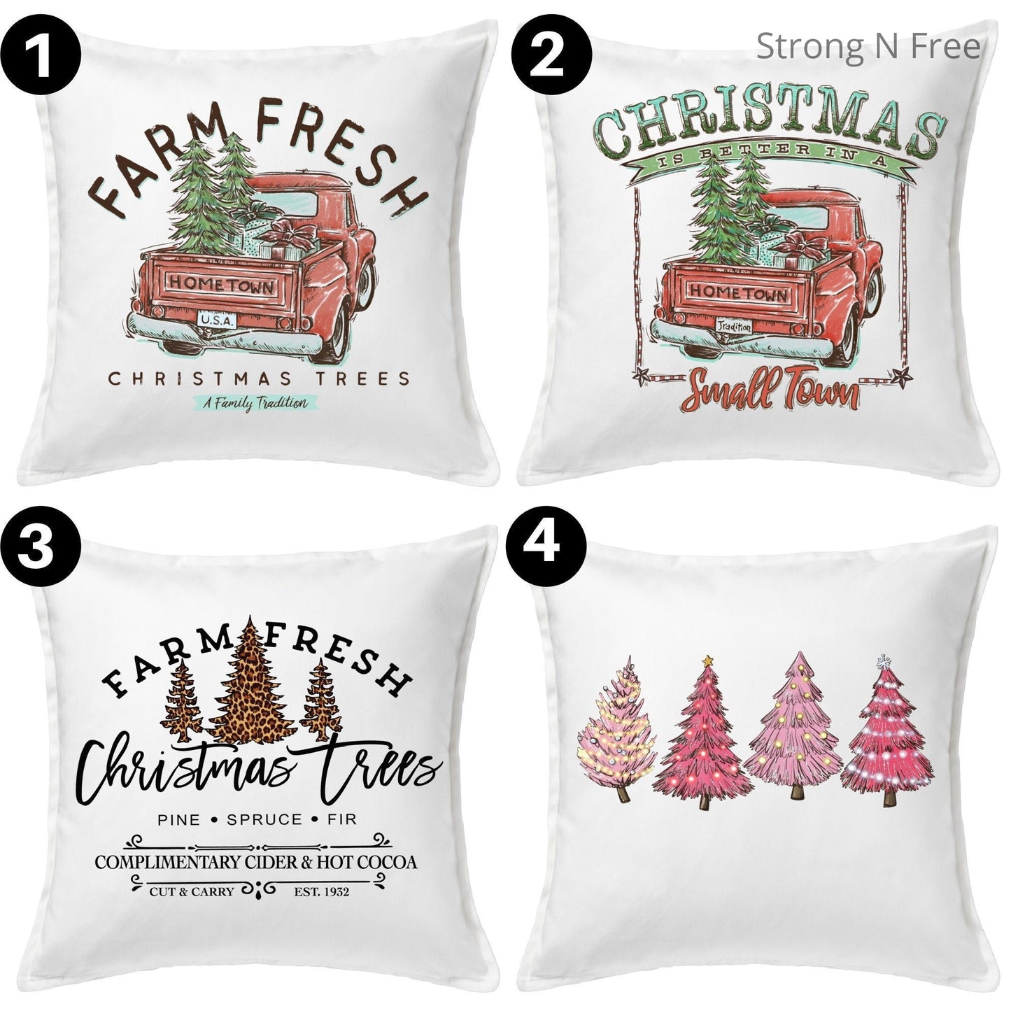 Large 20" Christmas Pillow Farm Christmas Tree - Christmas Pillow Cover -  Christmas Decorations - Farmhouse Decor - Farmhouse Pillow