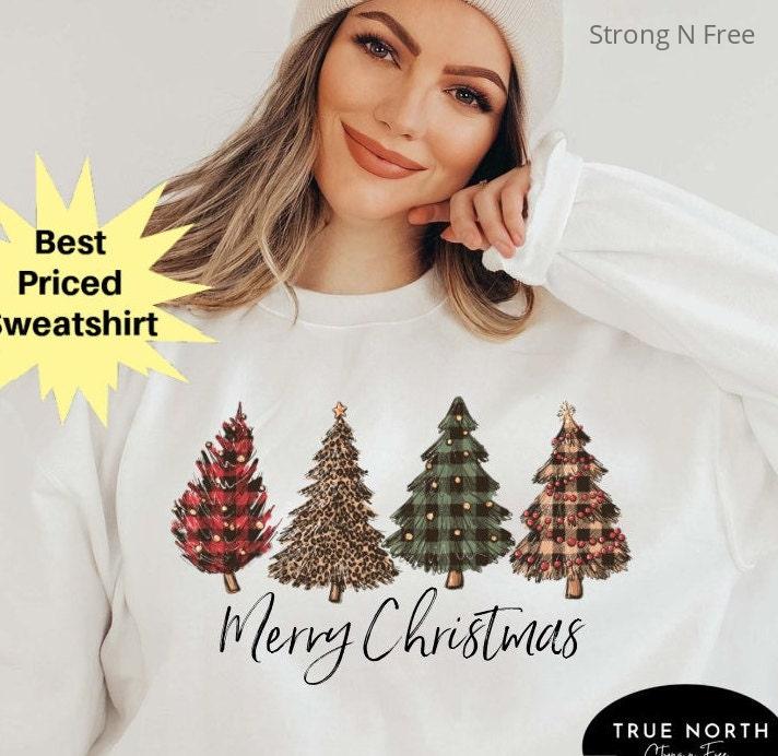 Christmas Sweatshirt, Christmas Sweater, Christmas Crewneck, Christmas Tree Sweatshirt, Holiday Sweaters for Women, Winter Sweatshirt