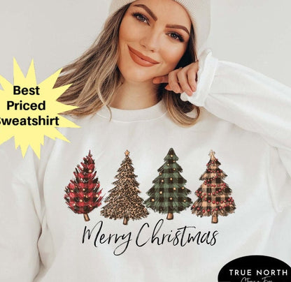 Christmas Sweatshirt, Christmas Sweater, Christmas Crewneck, Christmas Tree Sweatshirt, Holiday Sweaters for Women, Winter Sweatshirt .