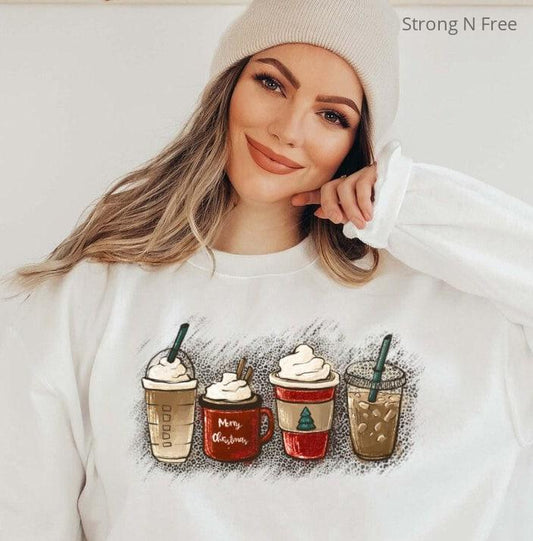 DTF Transfer Christmas Coffee , Christmas , Christmas , Coffee Lover Gift Worker Winter Christmas Snowman Latte Coffee Lover