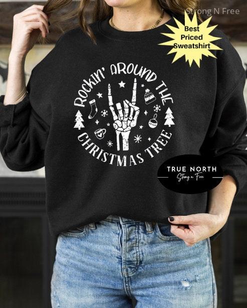 DTF Transfer Rockin Around the Christmas Tree Sweat, Vintage Christmas Sweater, Retro Christmas , Minimal Christmas Sweat, Holiday Sweater