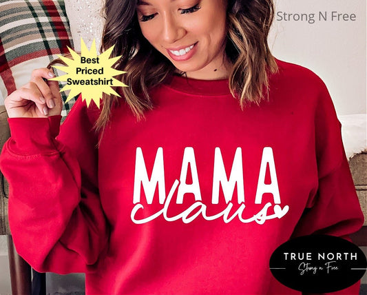 Mama Claus Sweater, Family Christmas Sweatshirts, Mom Christmas Sweatshirts, Mama Claus Hoodie, Mom Hoodie, Christmas Gift for Mom .