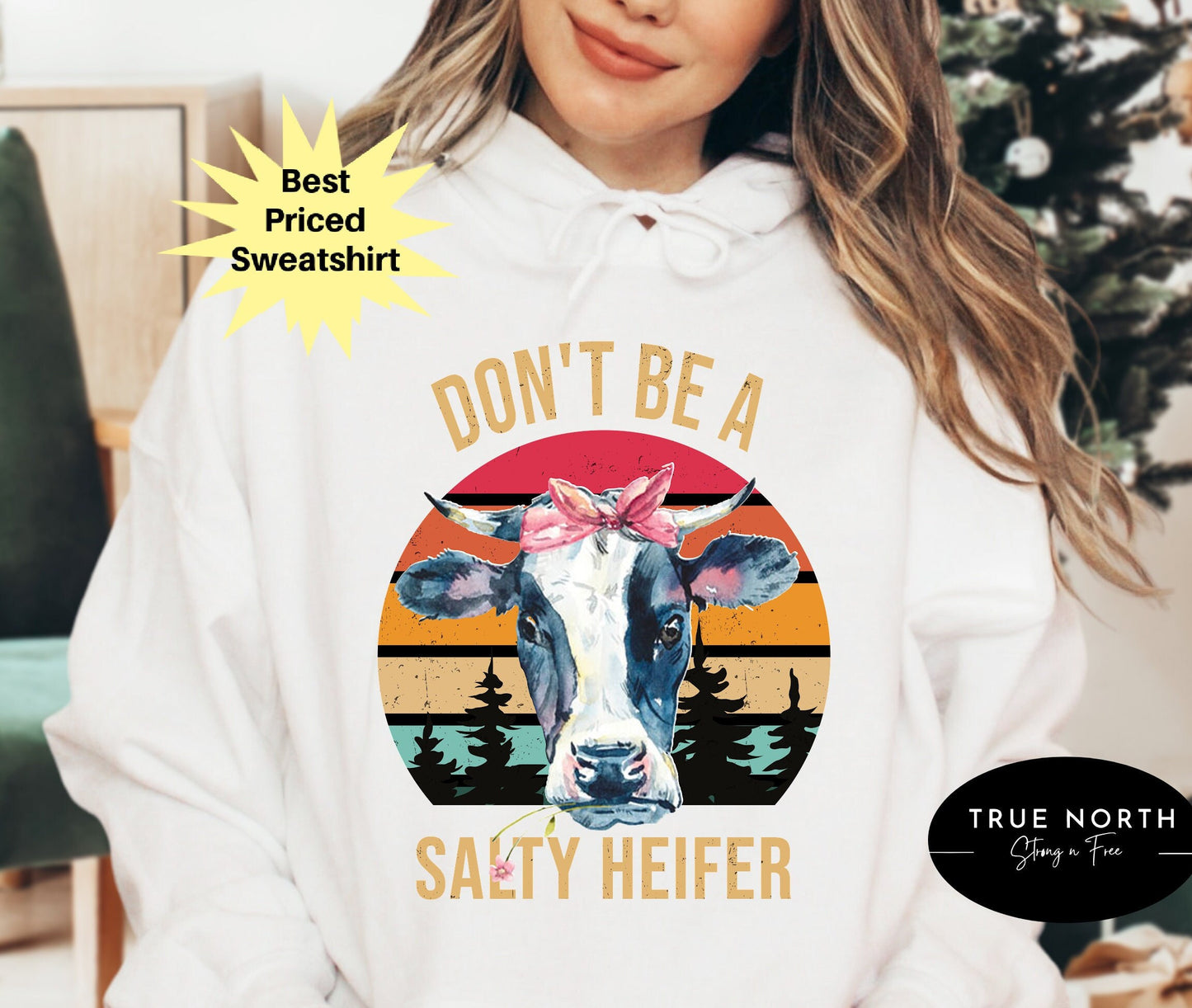 DTF Transfer Don't Be A Salty Heifer , Sassy Cow T, Retro Sarcastic T , Funny Cow Lover , Crazy Heifer , Vintage Farm